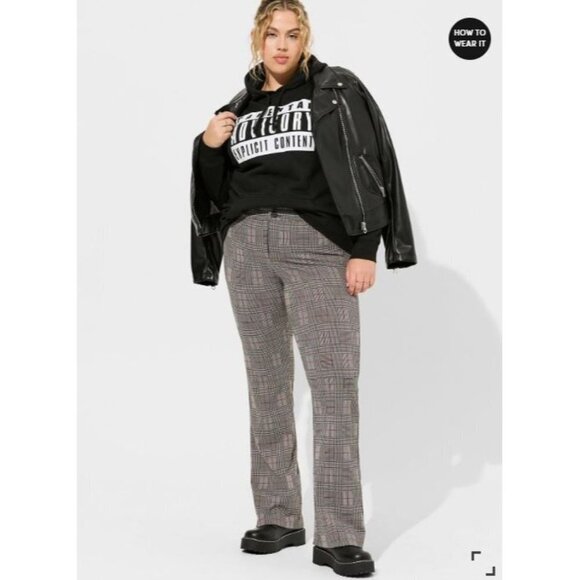 torrid Pants - Torrid Trouser Boot Studio Double Knit High Rise Pants Plus Knit Plaid 18 Womens